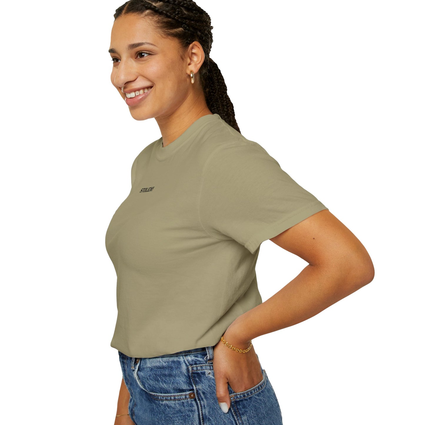 STOLEN! Unisex Garment-Dyed T-shirt with mini text