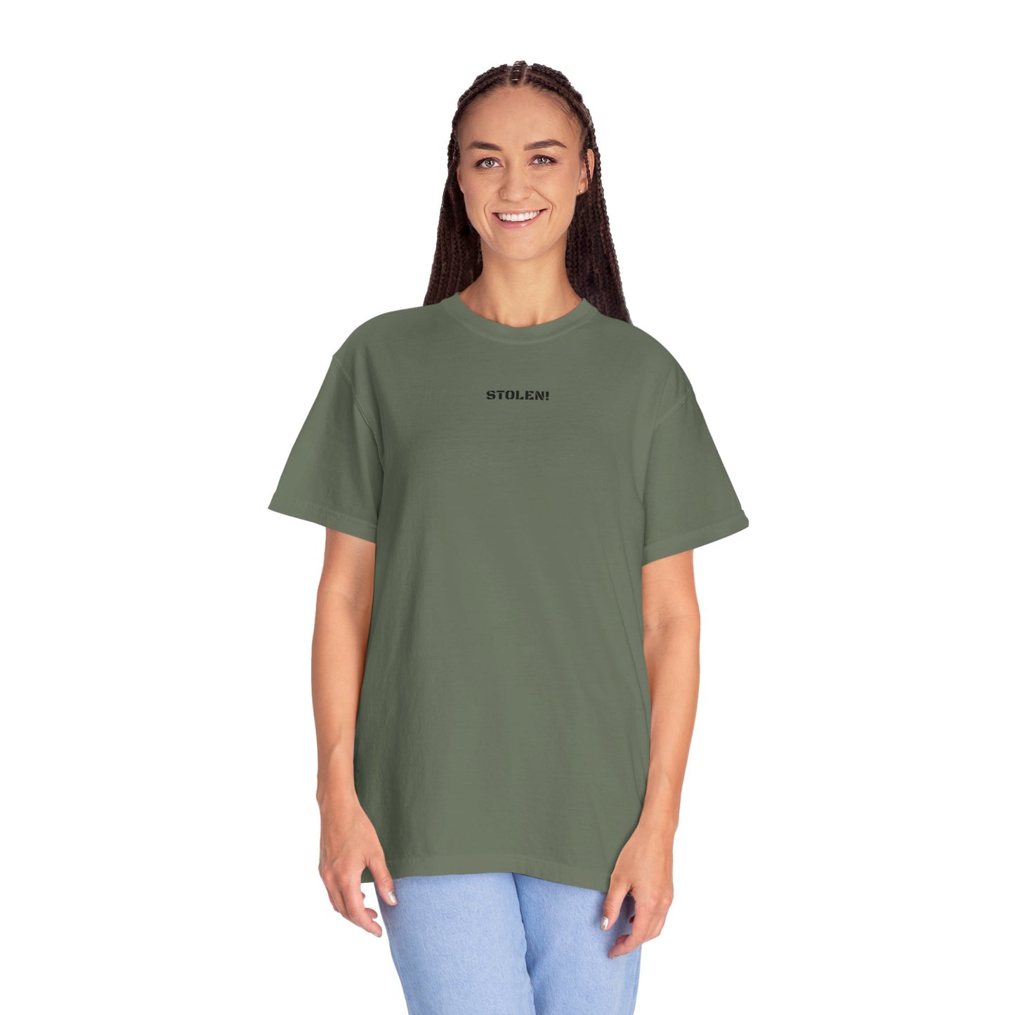 STOLEN! Unisex Garment-Dyed T-shirt with mini text