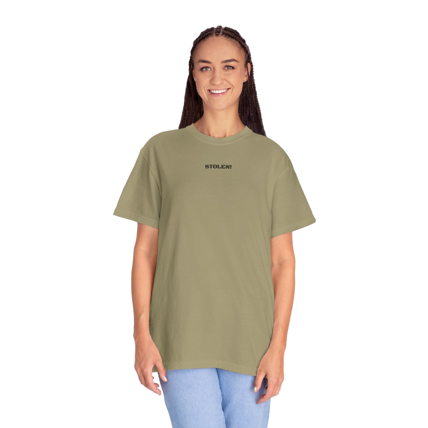 STOLEN! Unisex Garment-Dyed T-shirt with mini text