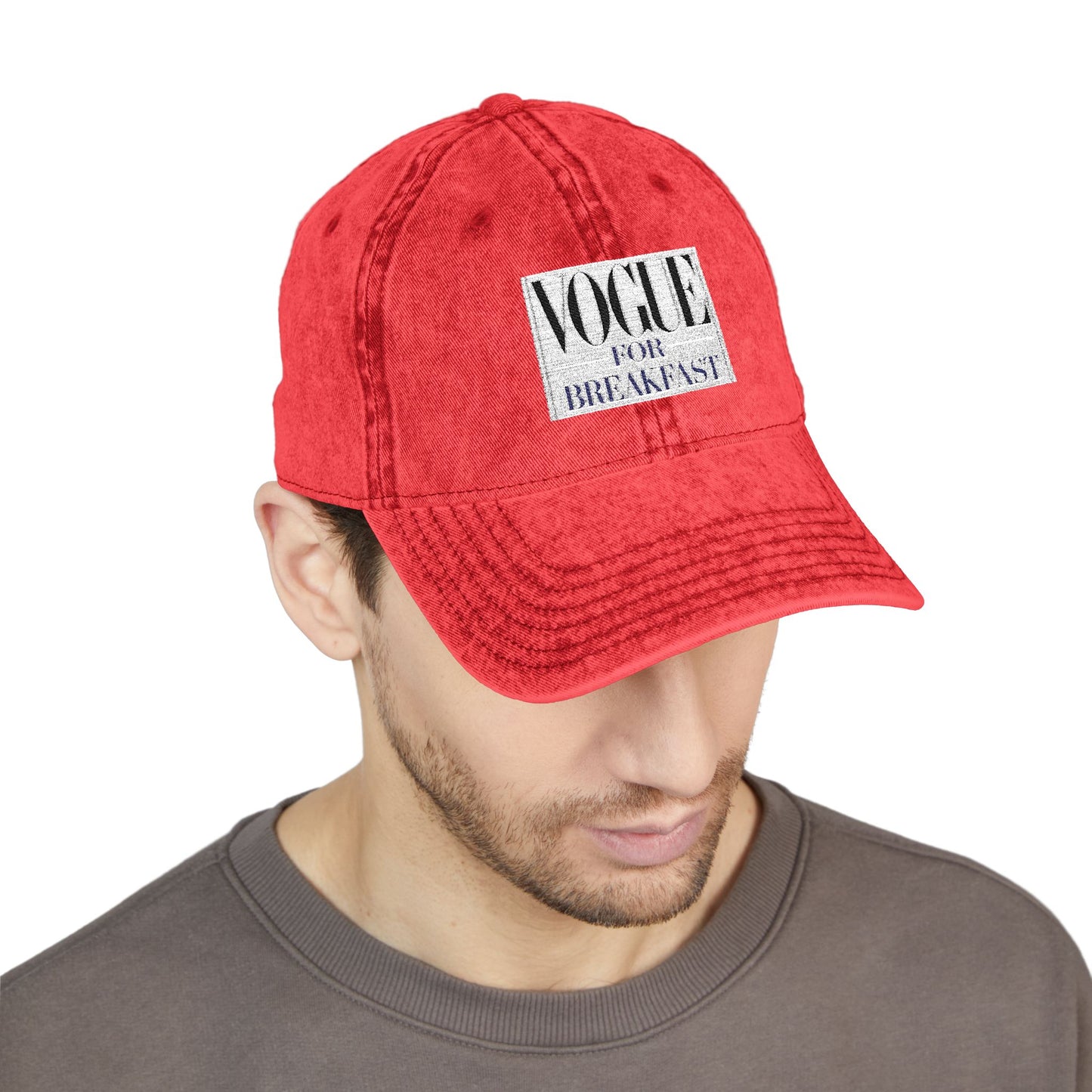 Vintage - 'VOGUE FOR BREAKFAST' Embroidered Adjustable Hat