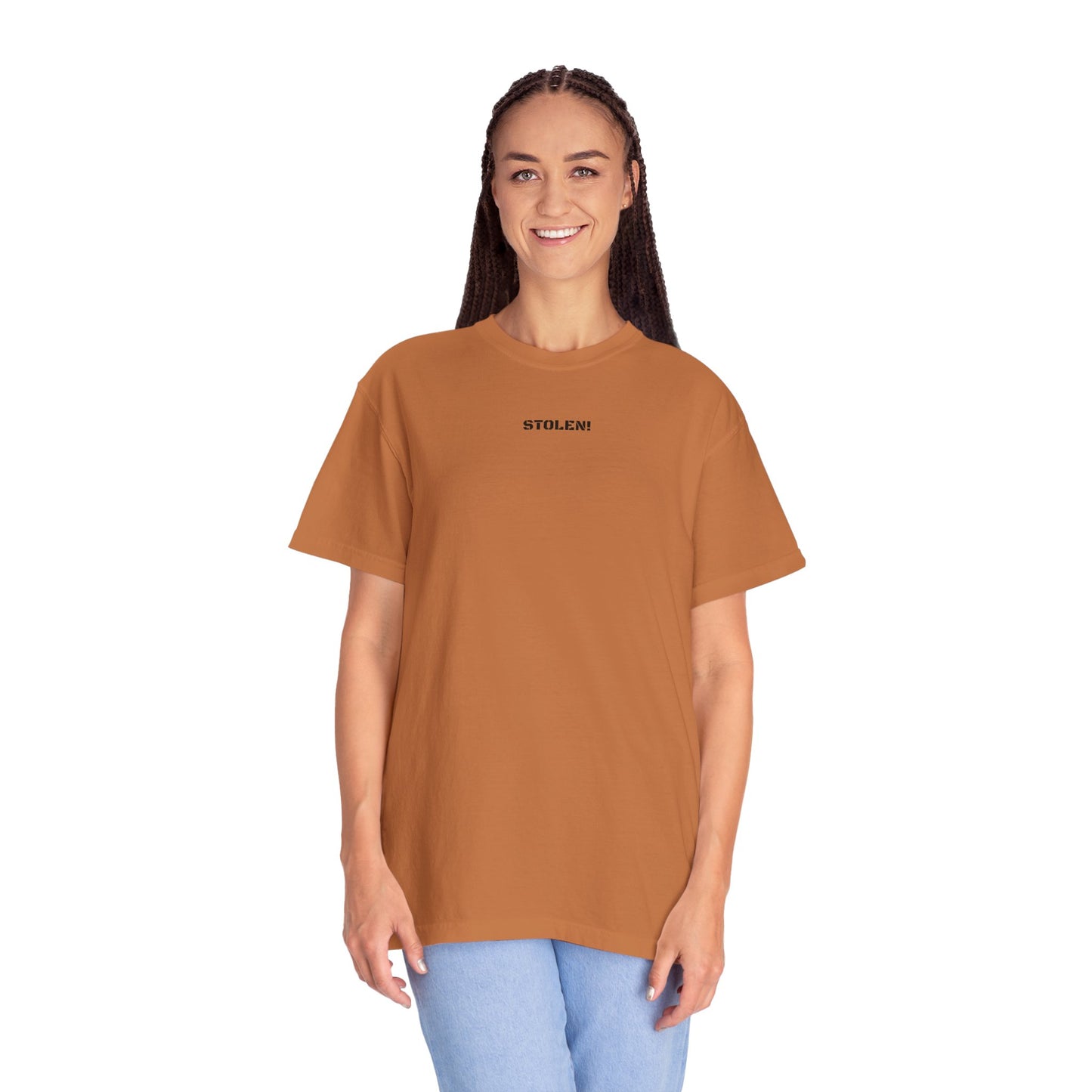 STOLEN! Unisex Garment-Dyed T-shirt with mini text
