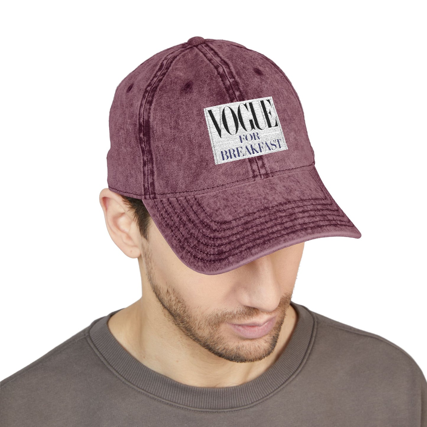 Vintage - 'VOGUE FOR BREAKFAST' Embroidered Adjustable Hat