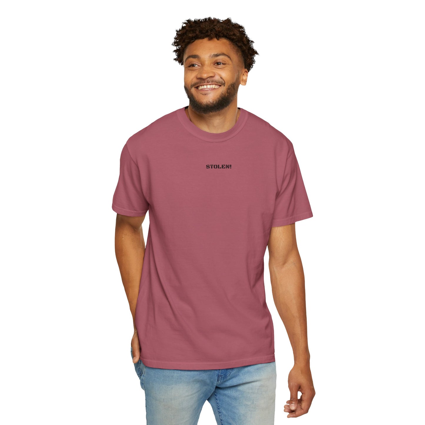 STOLEN! Unisex Garment-Dyed T-shirt with mini text