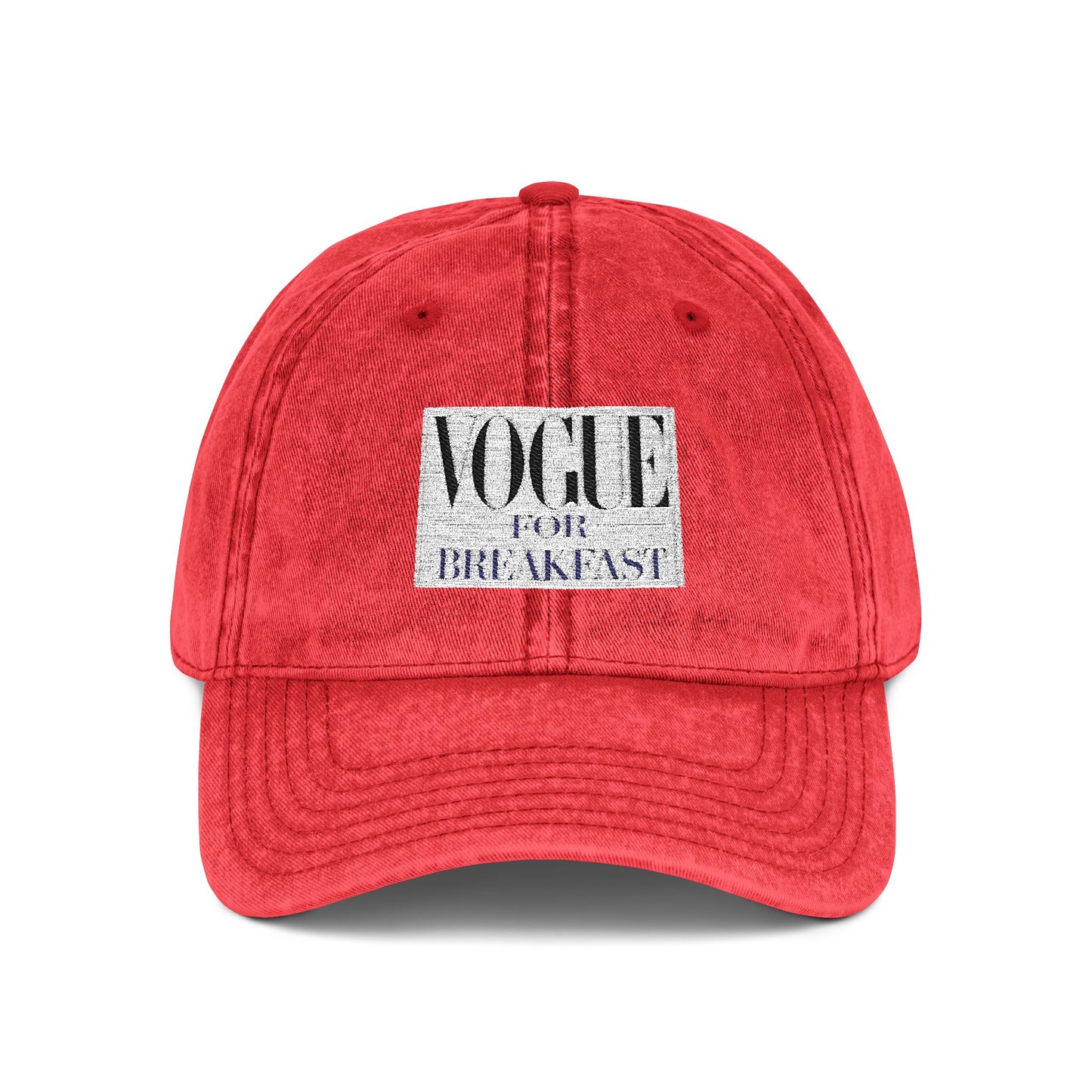 Vintage - 'VOGUE FOR BREAKFAST' Embroidered Adjustable Hat