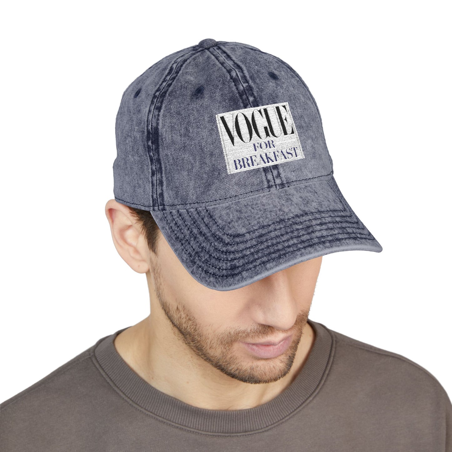 Vintage - 'VOGUE FOR BREAKFAST' Embroidered Adjustable Hat