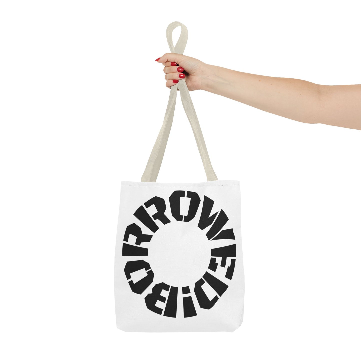 "BORROWED!" Tote Bag (AOP)