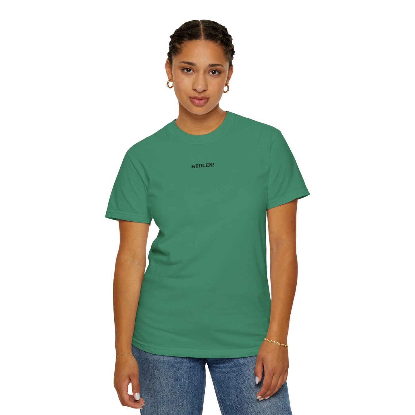STOLEN! Unisex Garment-Dyed T-shirt with mini text
