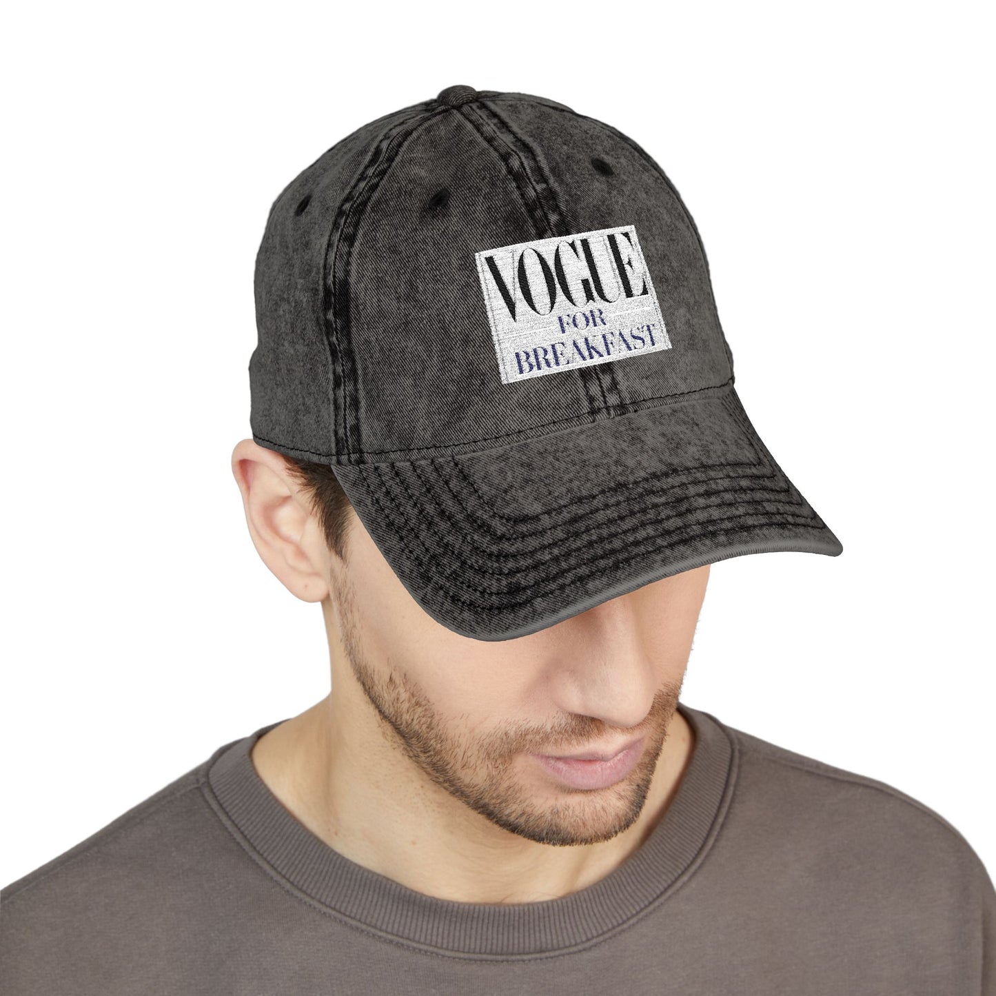 Vintage - 'VOGUE FOR BREAKFAST' Embroidered Adjustable Hat
