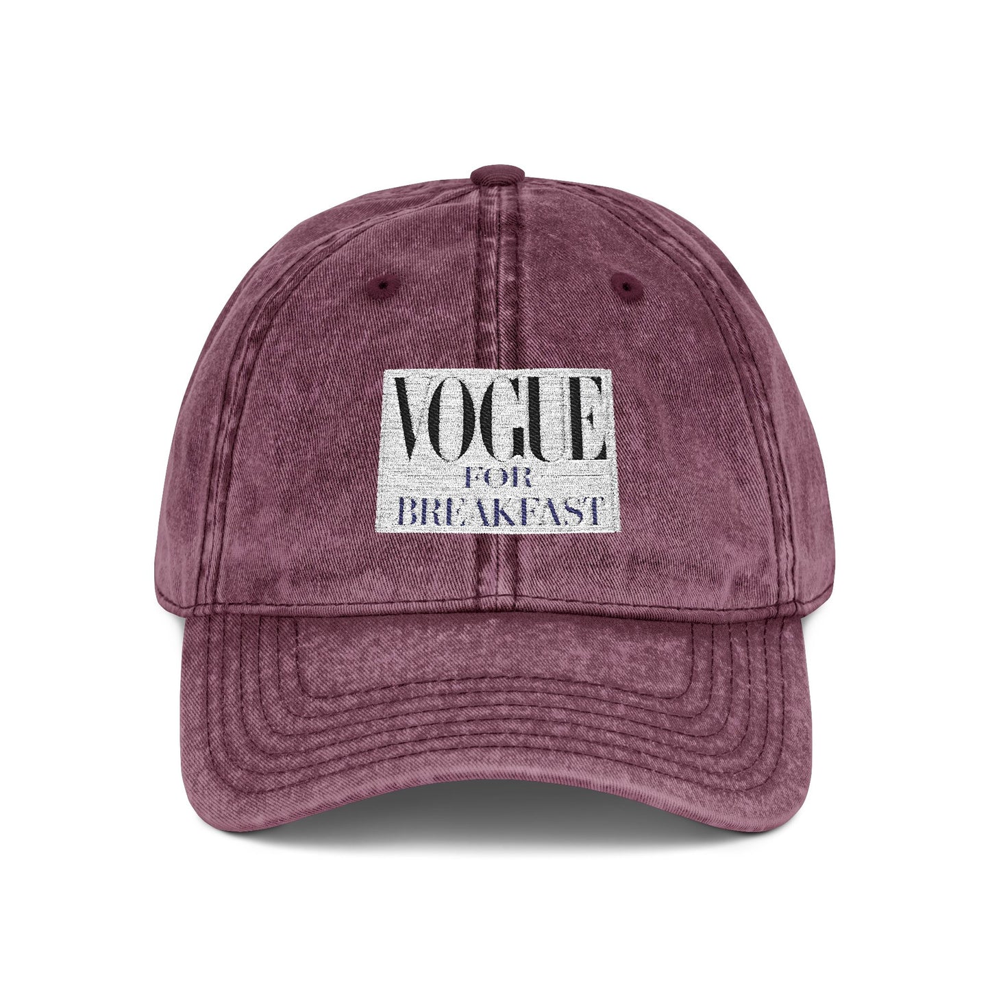 Vintage - 'VOGUE FOR BREAKFAST' Embroidered Adjustable Hat