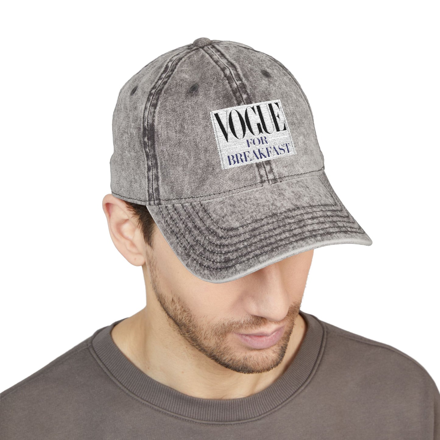 Vintage - 'VOGUE FOR BREAKFAST' Embroidered Adjustable Hat
