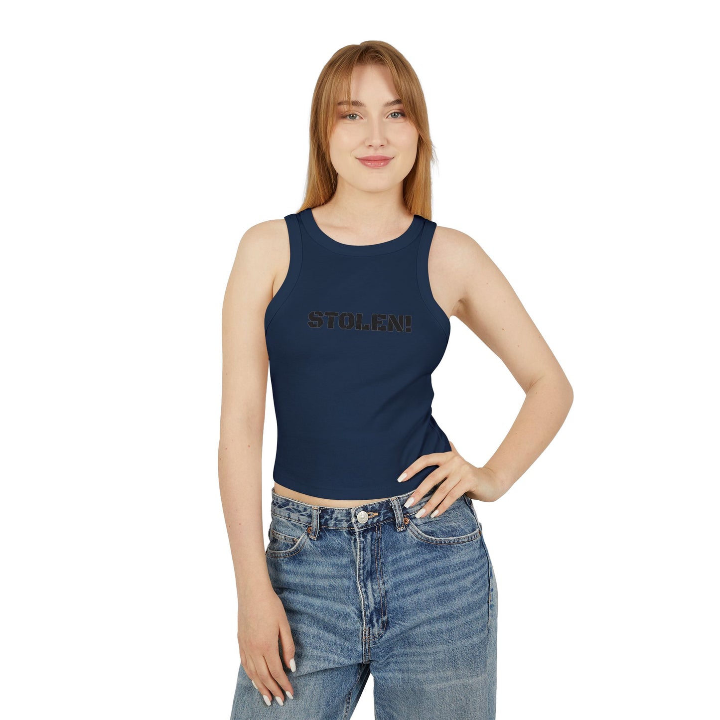 "STOLEN!" Women's Micro Rib Racer Tank Top