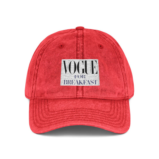 Vintage  - 'VOGUE FOR BREAKFAST' Embroidered Adjustable Hat